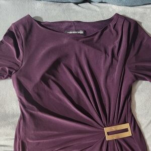 Jones Wear Deep Purple Blouse with Gold Accent